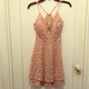 Sparkle light pink dress with open back- lace.